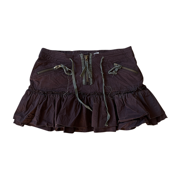 brown cargo ruffle skirt