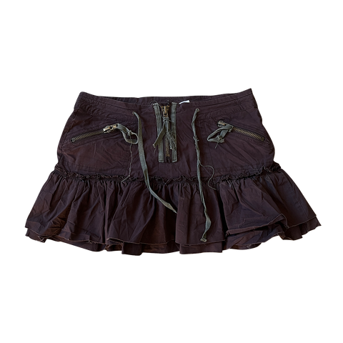 brown cargo ruffle skirt