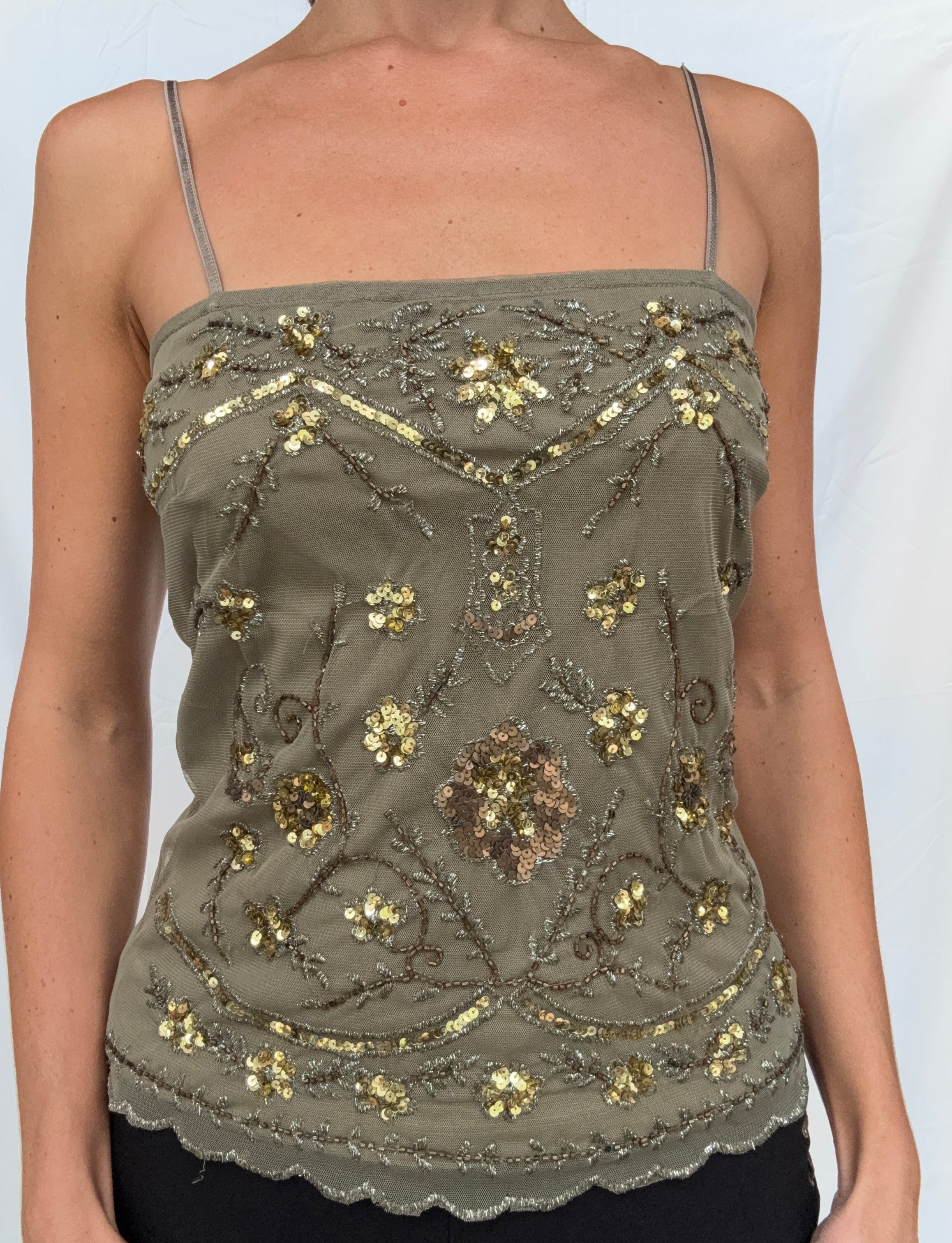 green beaded top