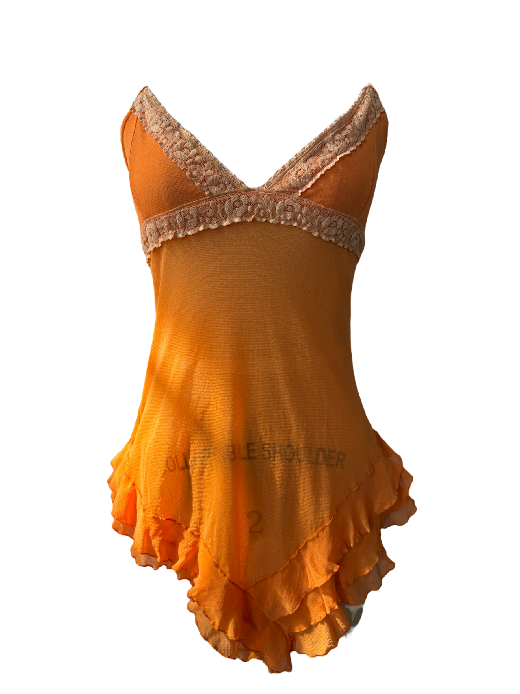 orange ruffle cami