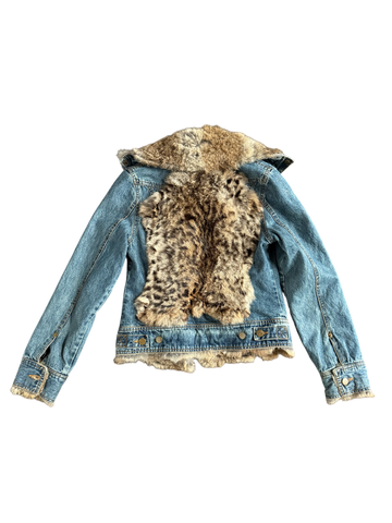 animal fur denim jacket