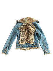 animal fur denim jacket
