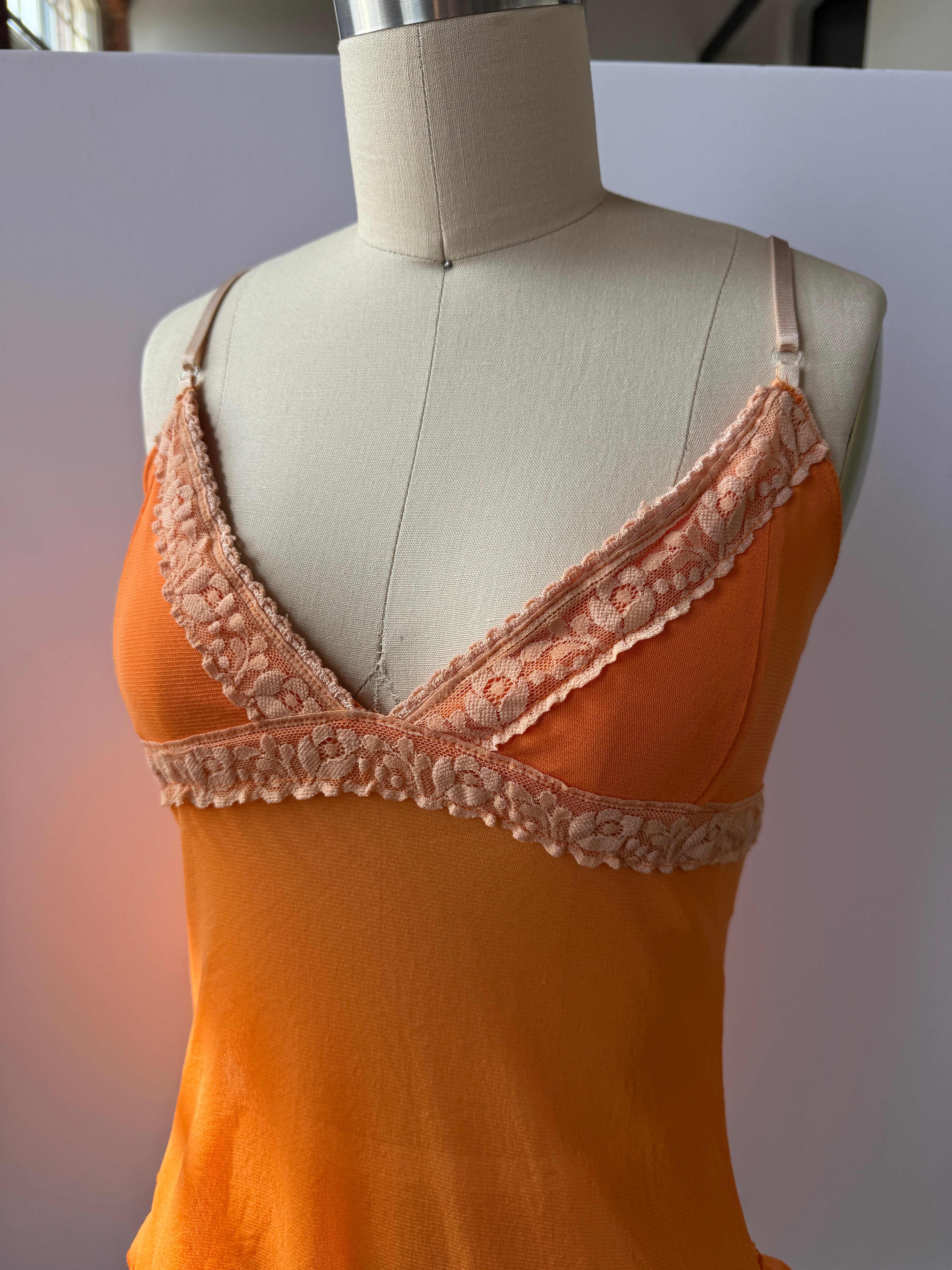 orange ruffle cami