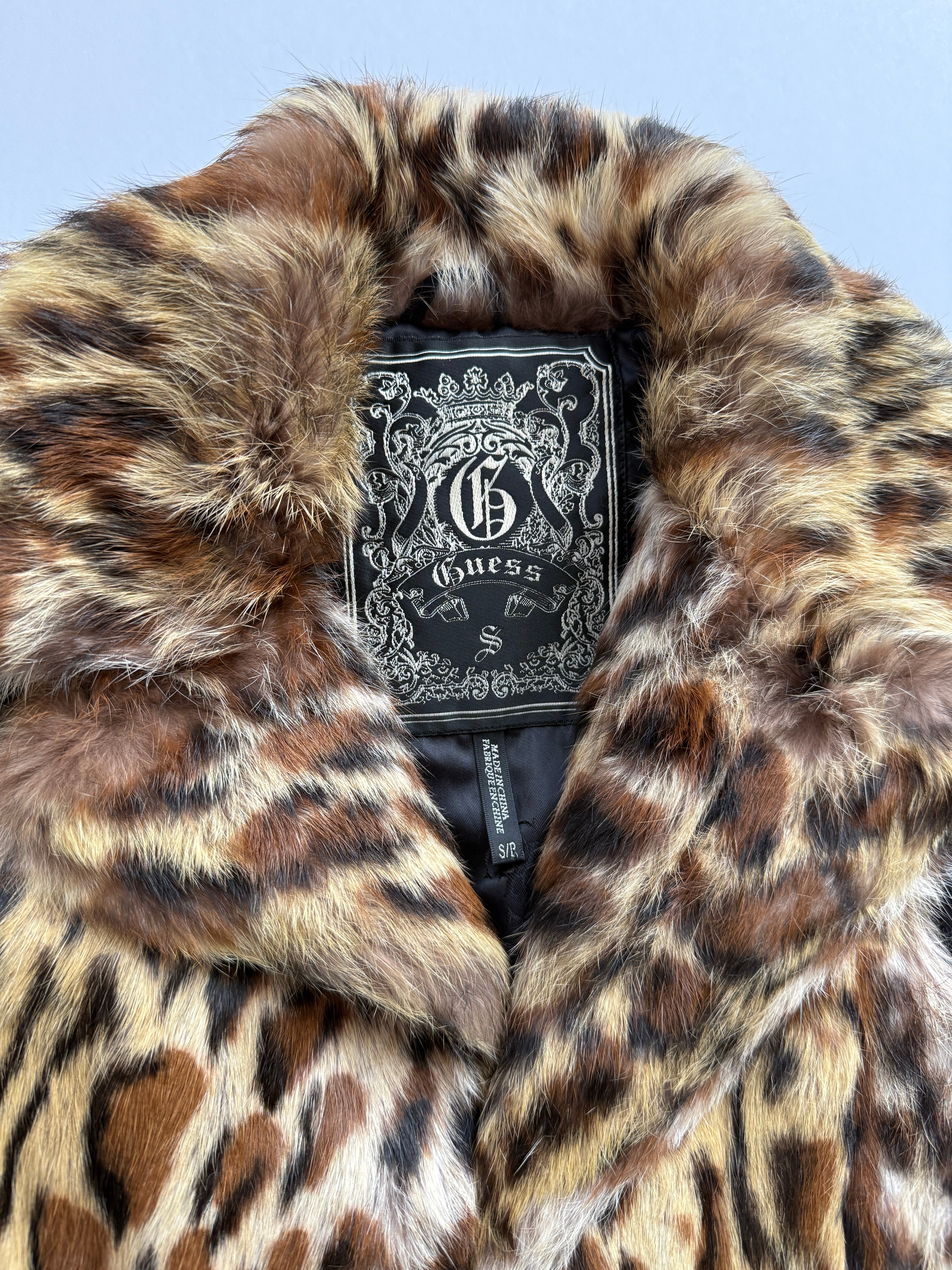 guess rabbit fur vest