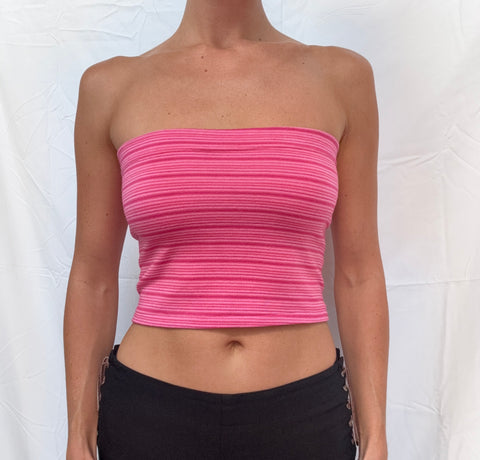 pink striped tube top