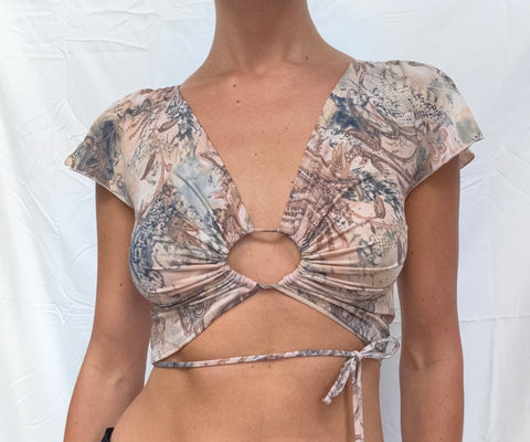 flirty wrap top (tan)
