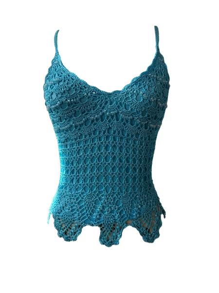 blue crochet cami