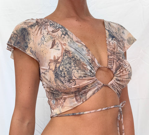 flirty wrap top (tan)