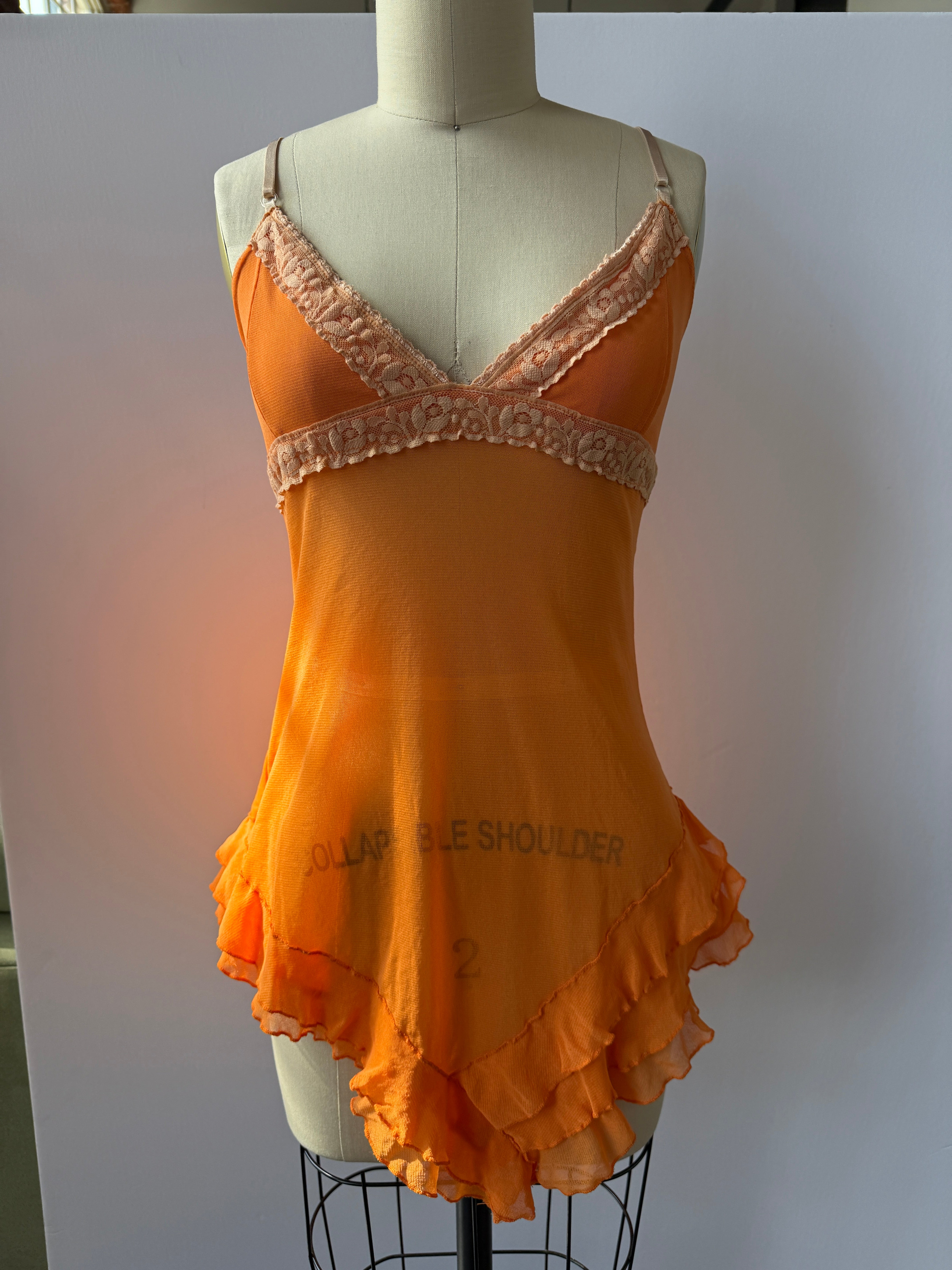 orange ruffle cami