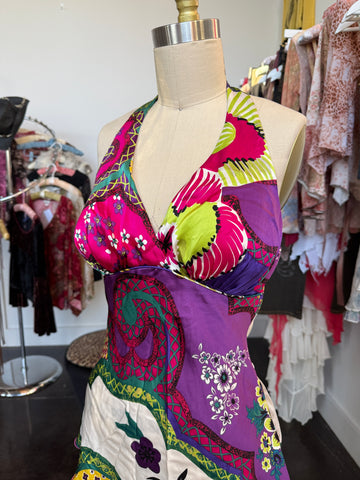 tropical silk halter top