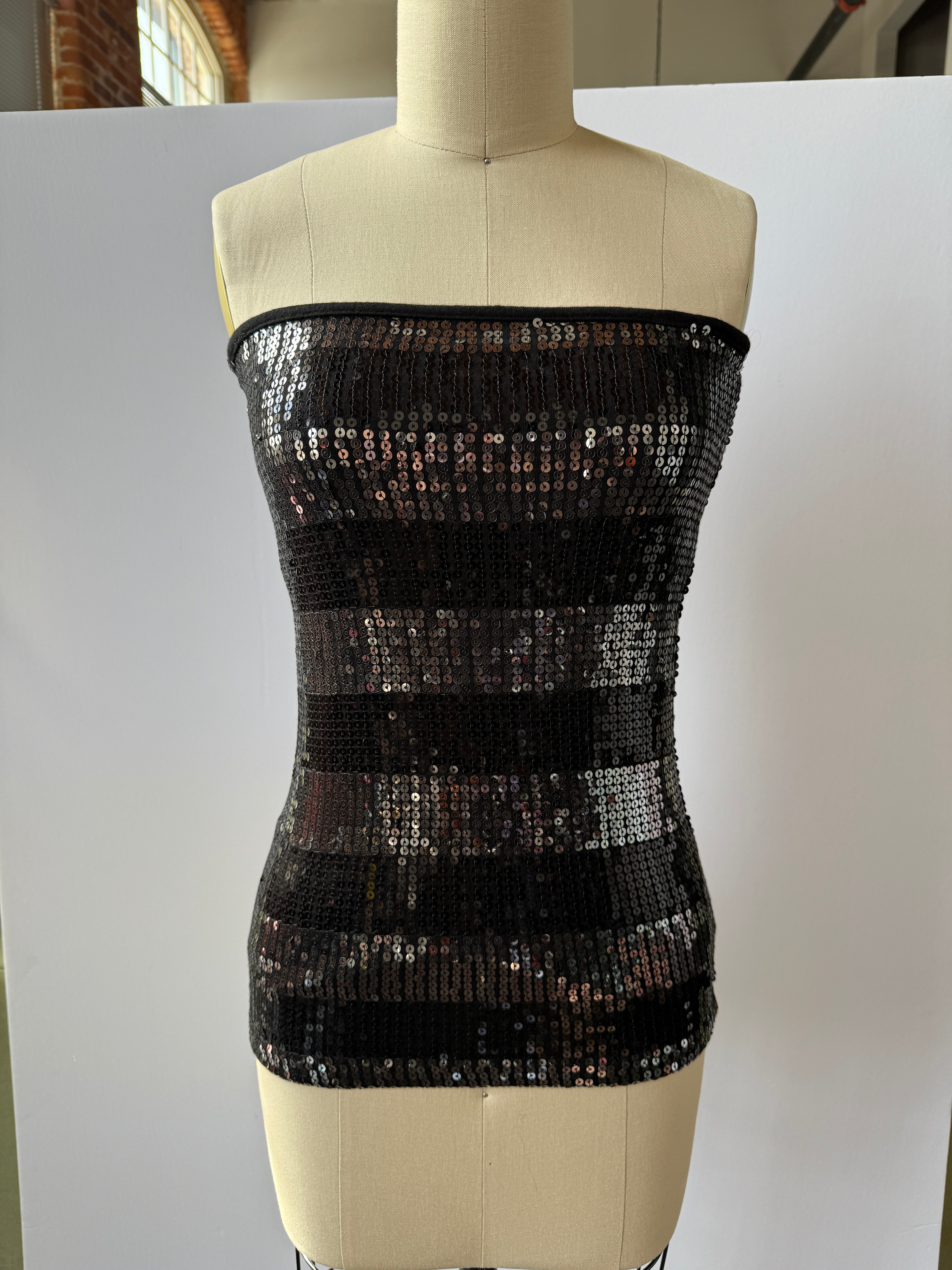 black sequin tube top