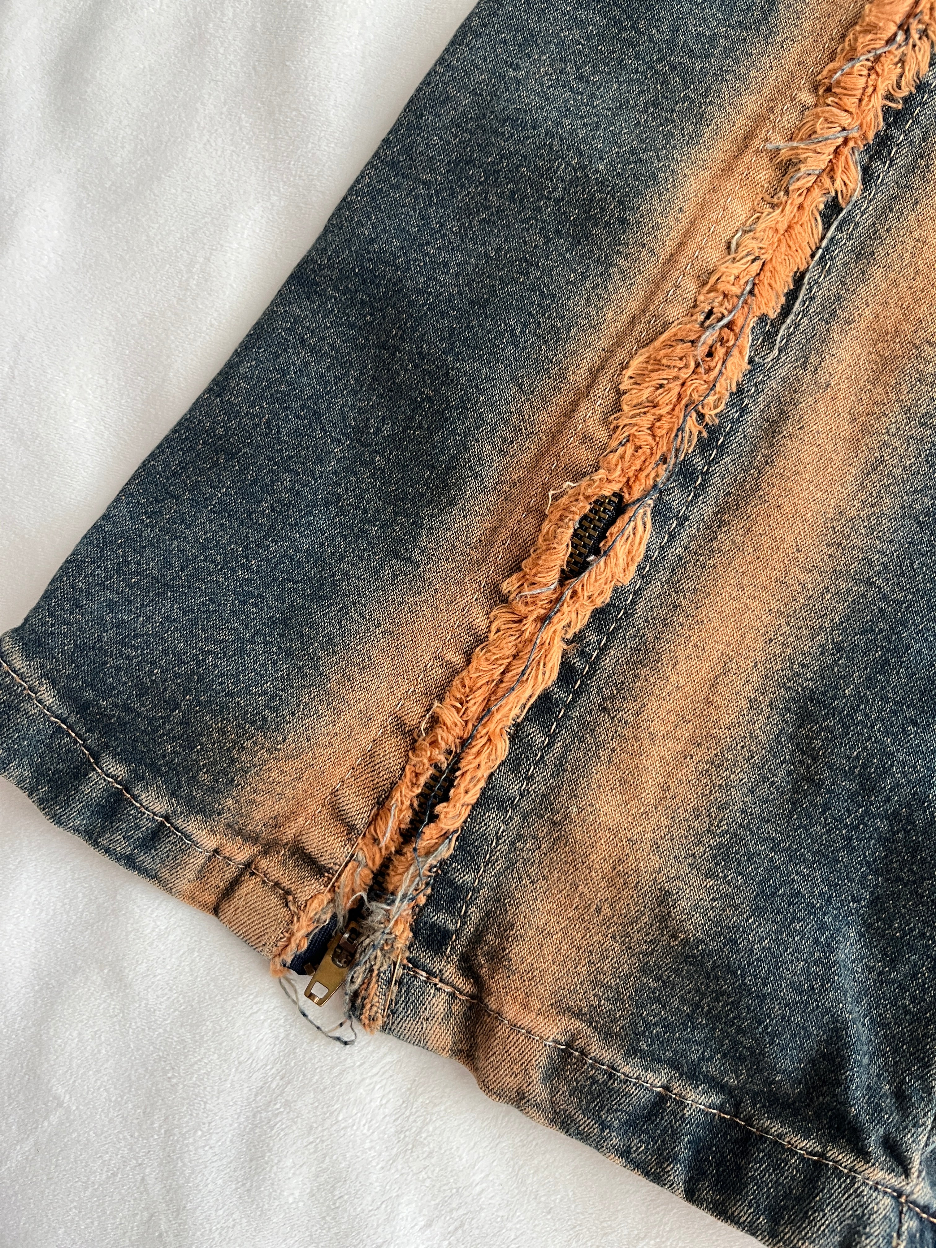 acid wash zipper pants