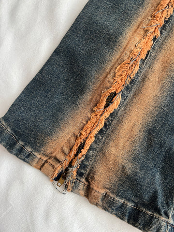acid wash zipper pants