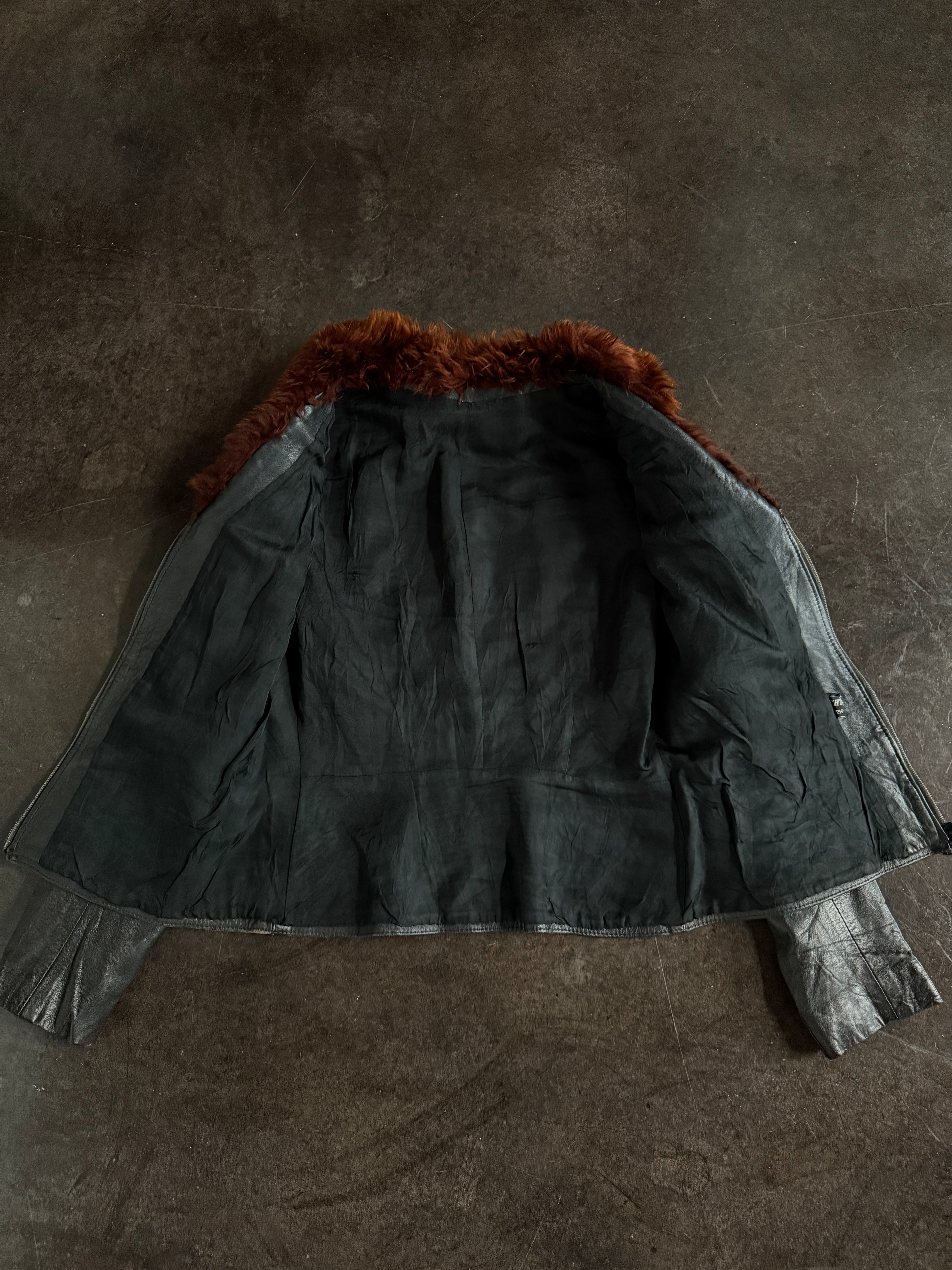 fur collar leather jacket