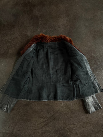 fur collar leather jacket