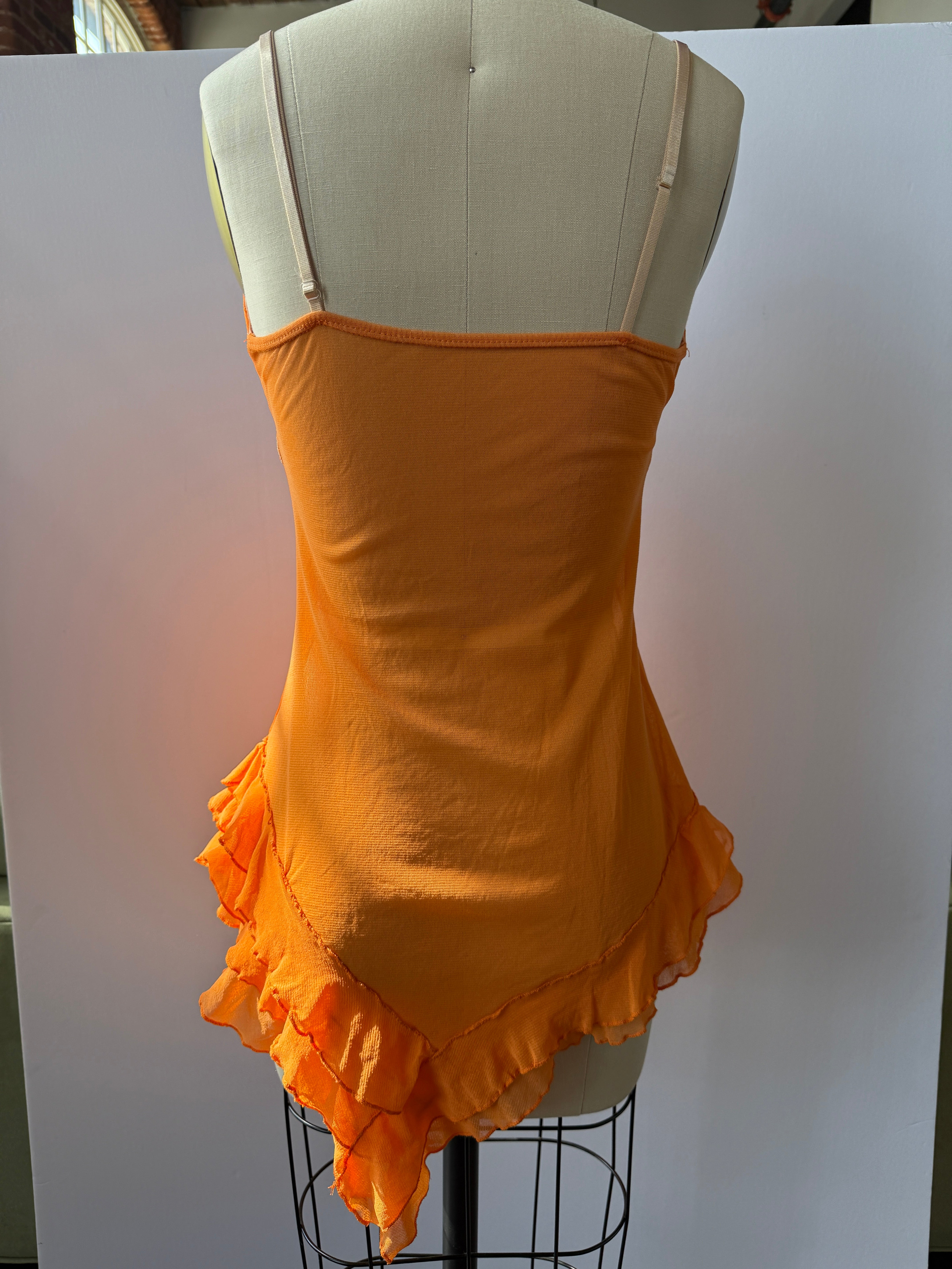 orange ruffle cami