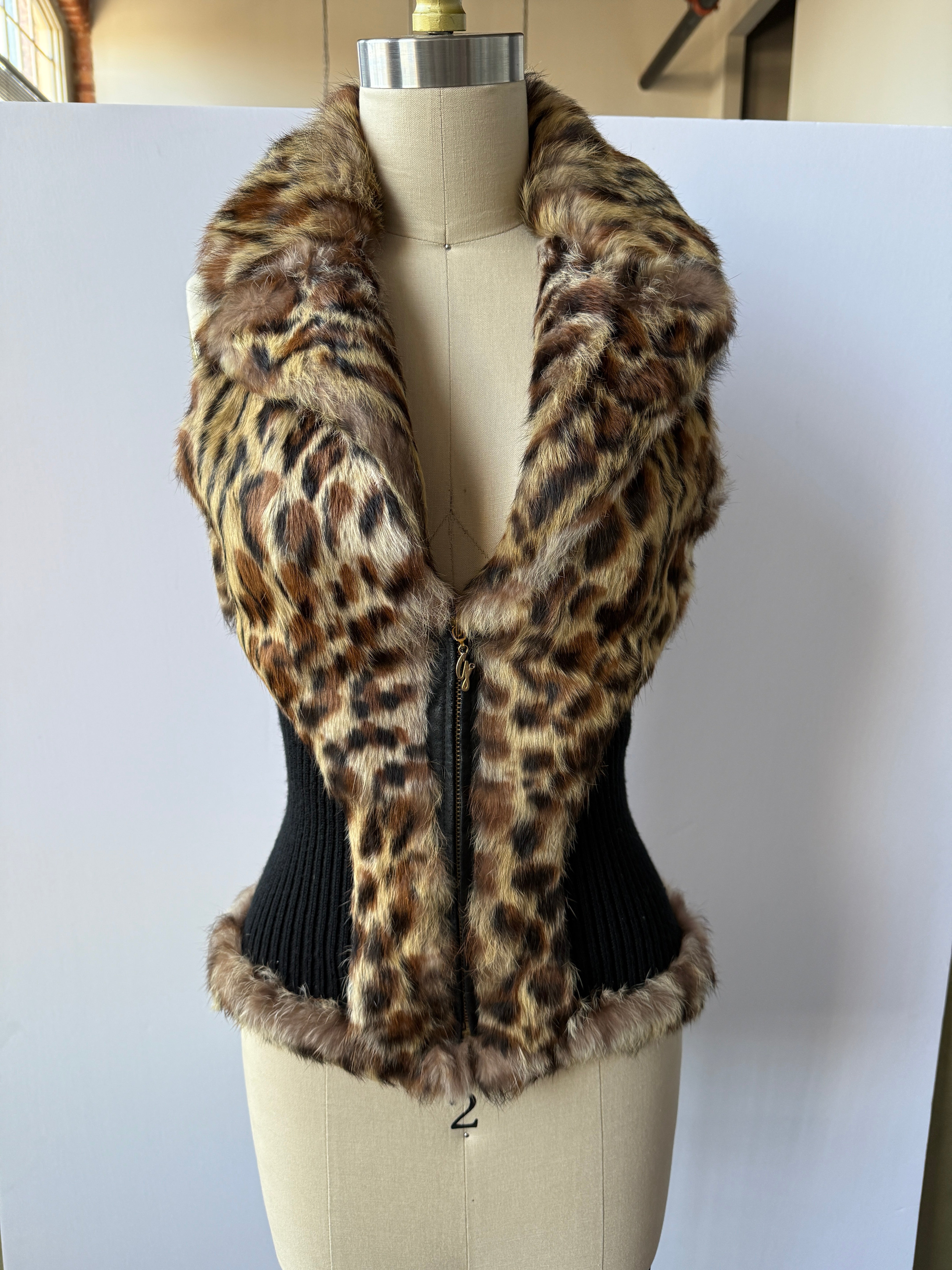 guess rabbit fur vest