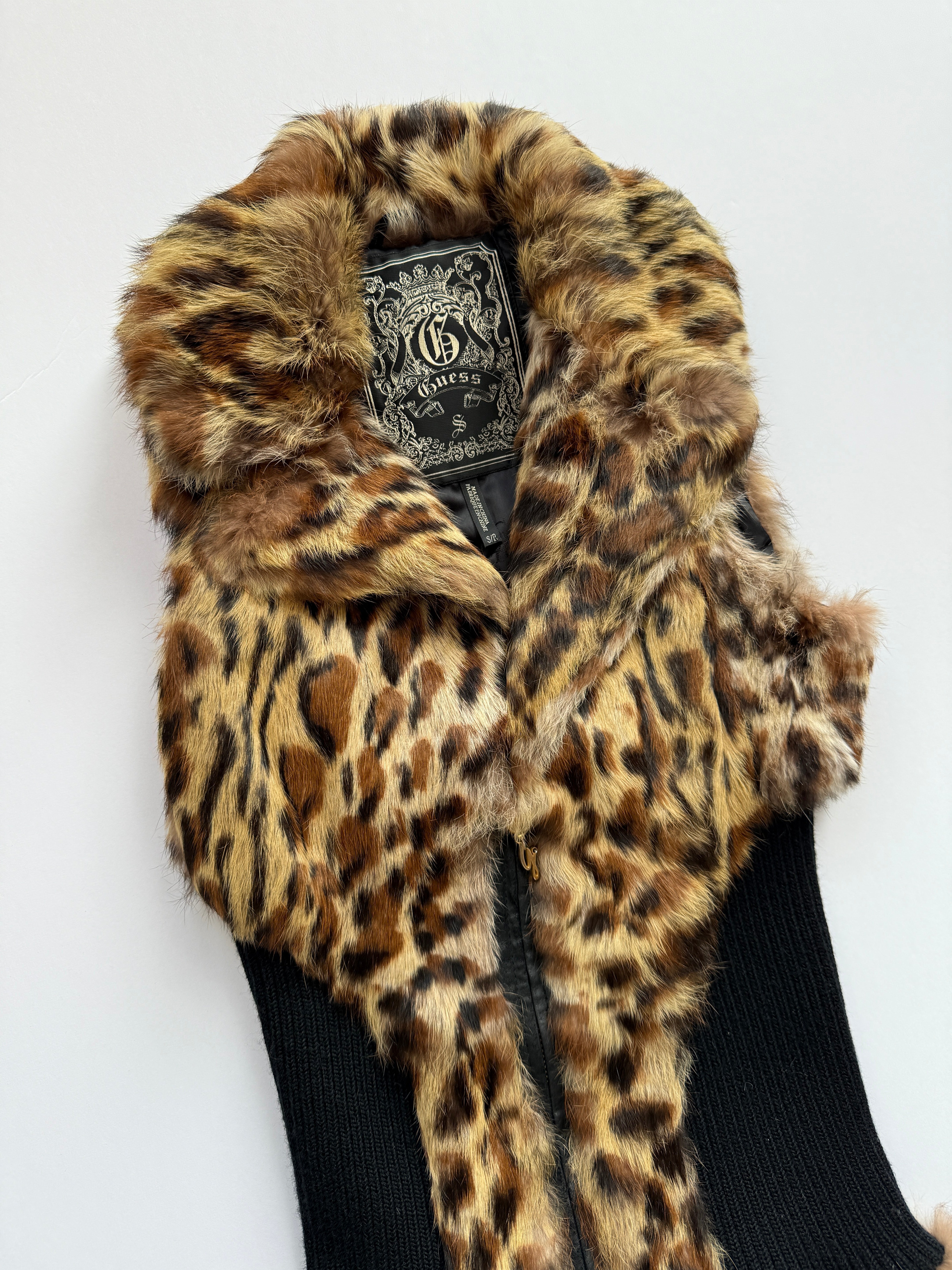 guess rabbit fur vest