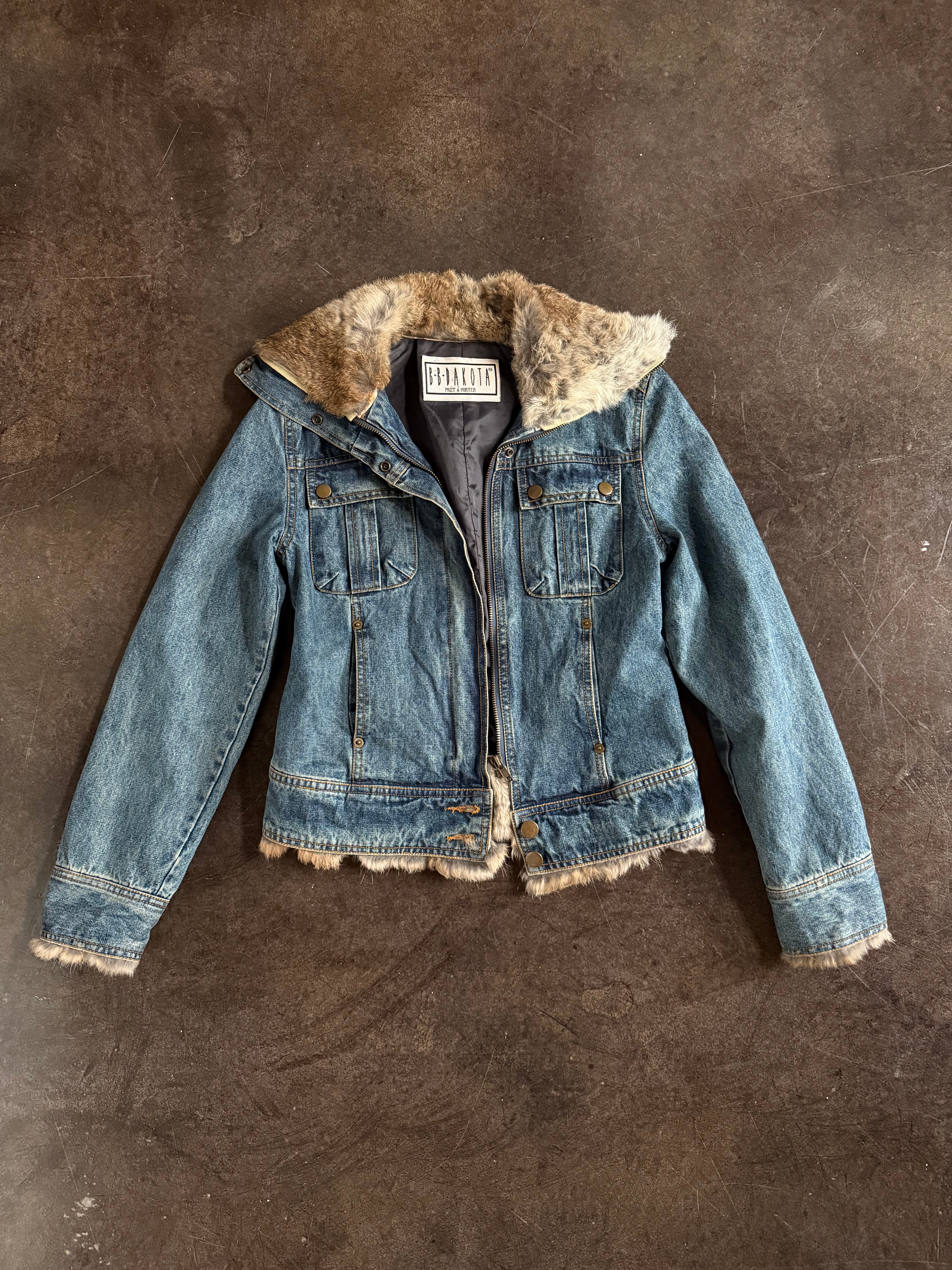animal fur denim jacket