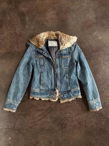 animal fur denim jacket