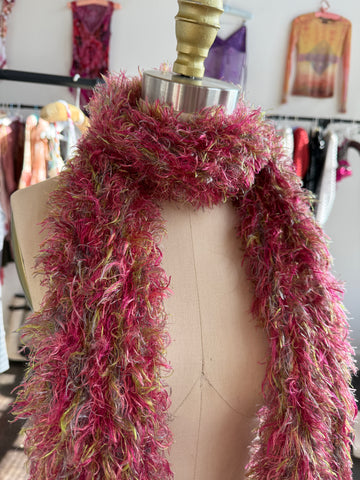 multicolored fuzzy scarf