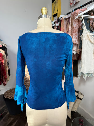 boho blue mesh top🦋