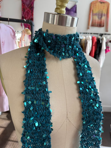 teal sequin scarf