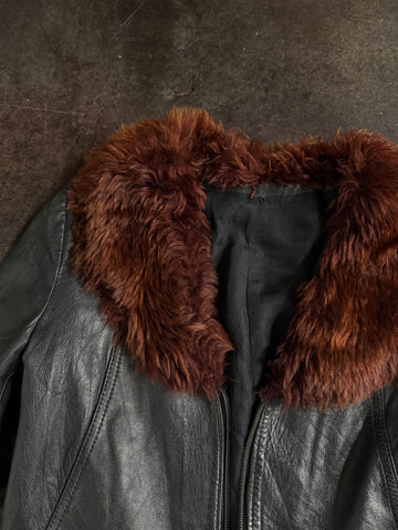 fur collar leather jacket