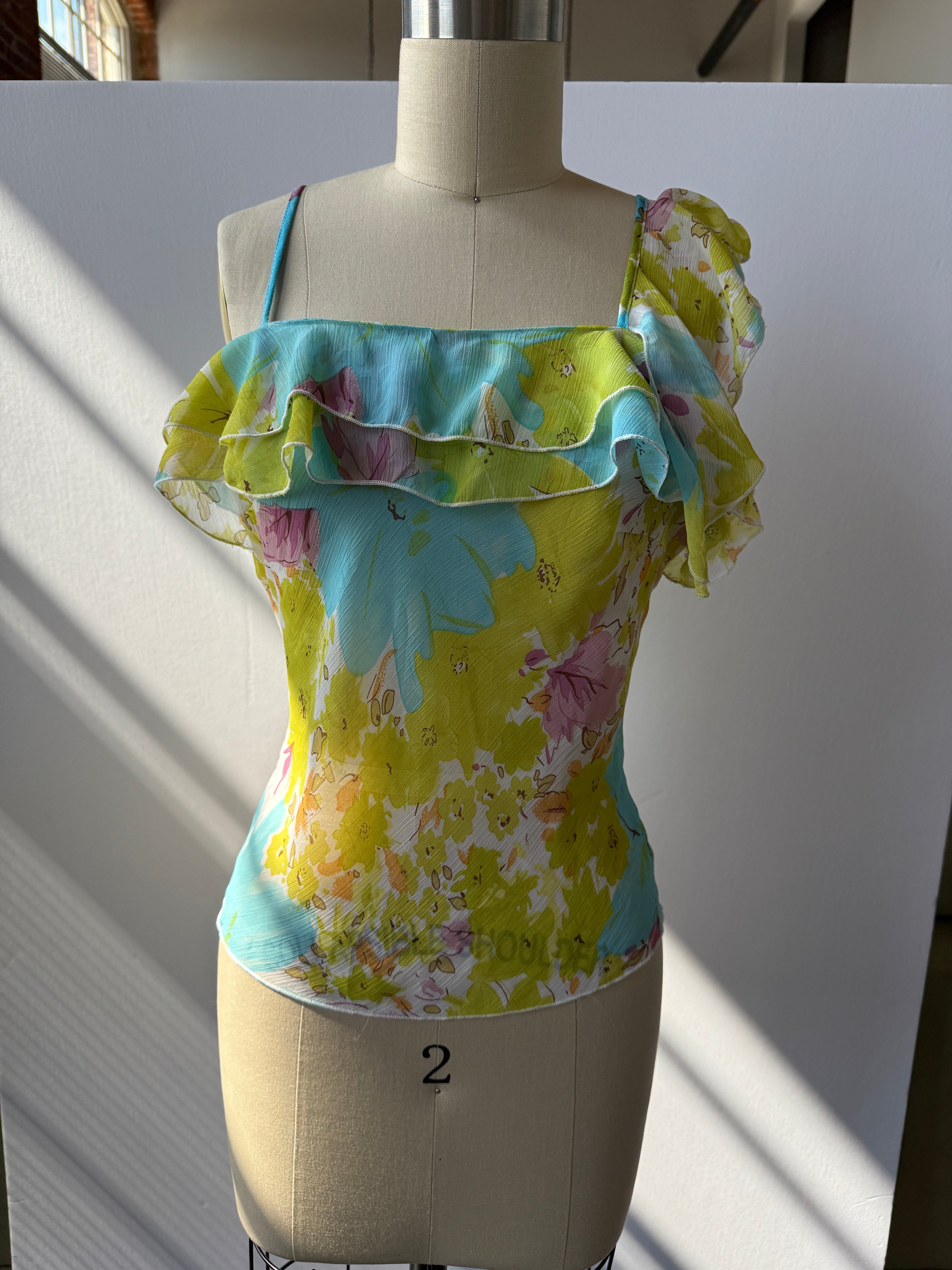 floral ruffle blouse