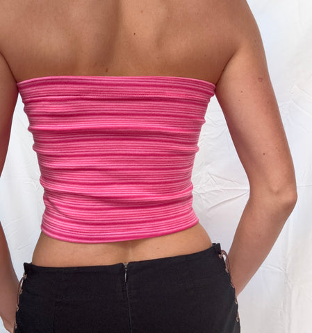 pink striped tube top