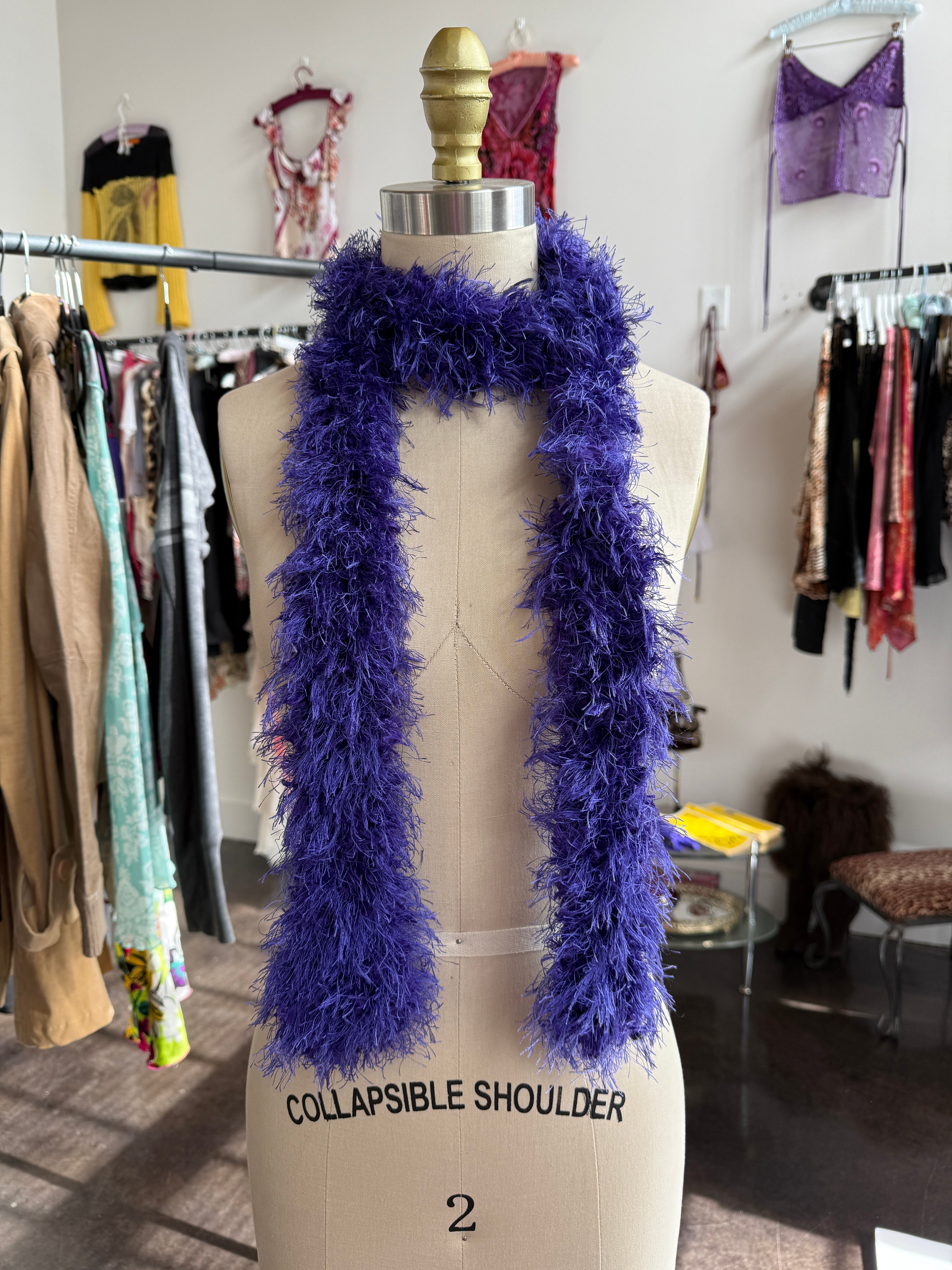purple fuzzy scarf