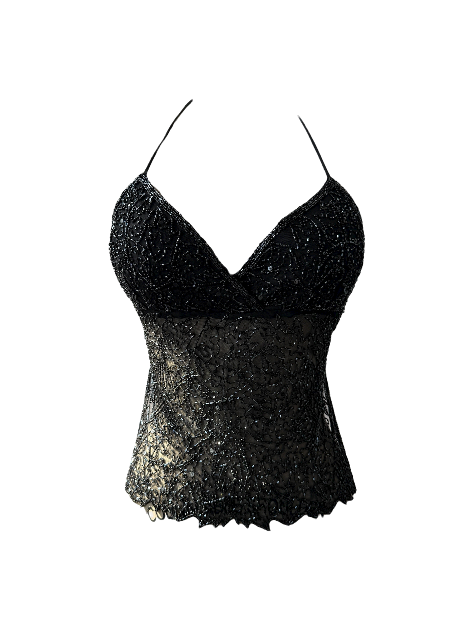 black beaded halter top