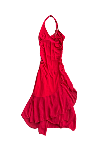 red lipstick maxi dress