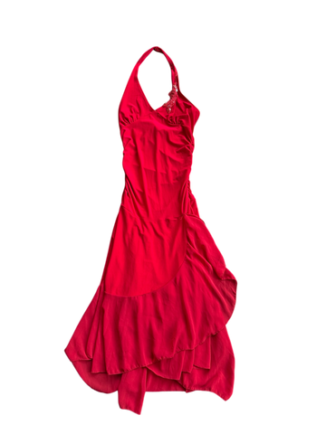 red lipstick maxi dress