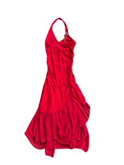 red lipstick maxi dress