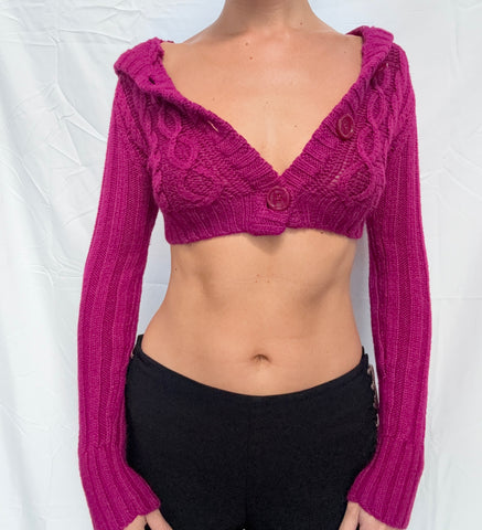 magenta crop sweater