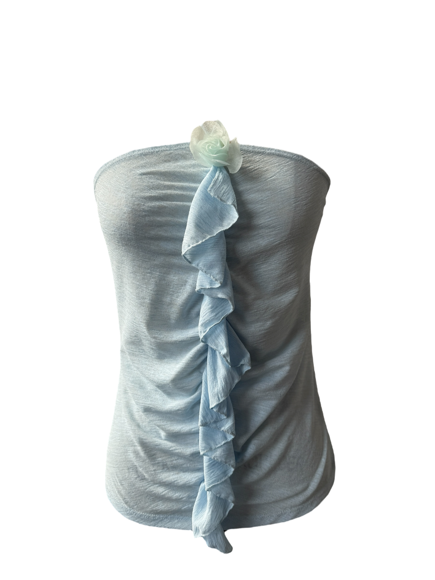 blue ruffle halter