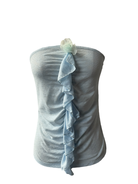 blue ruffle halter
