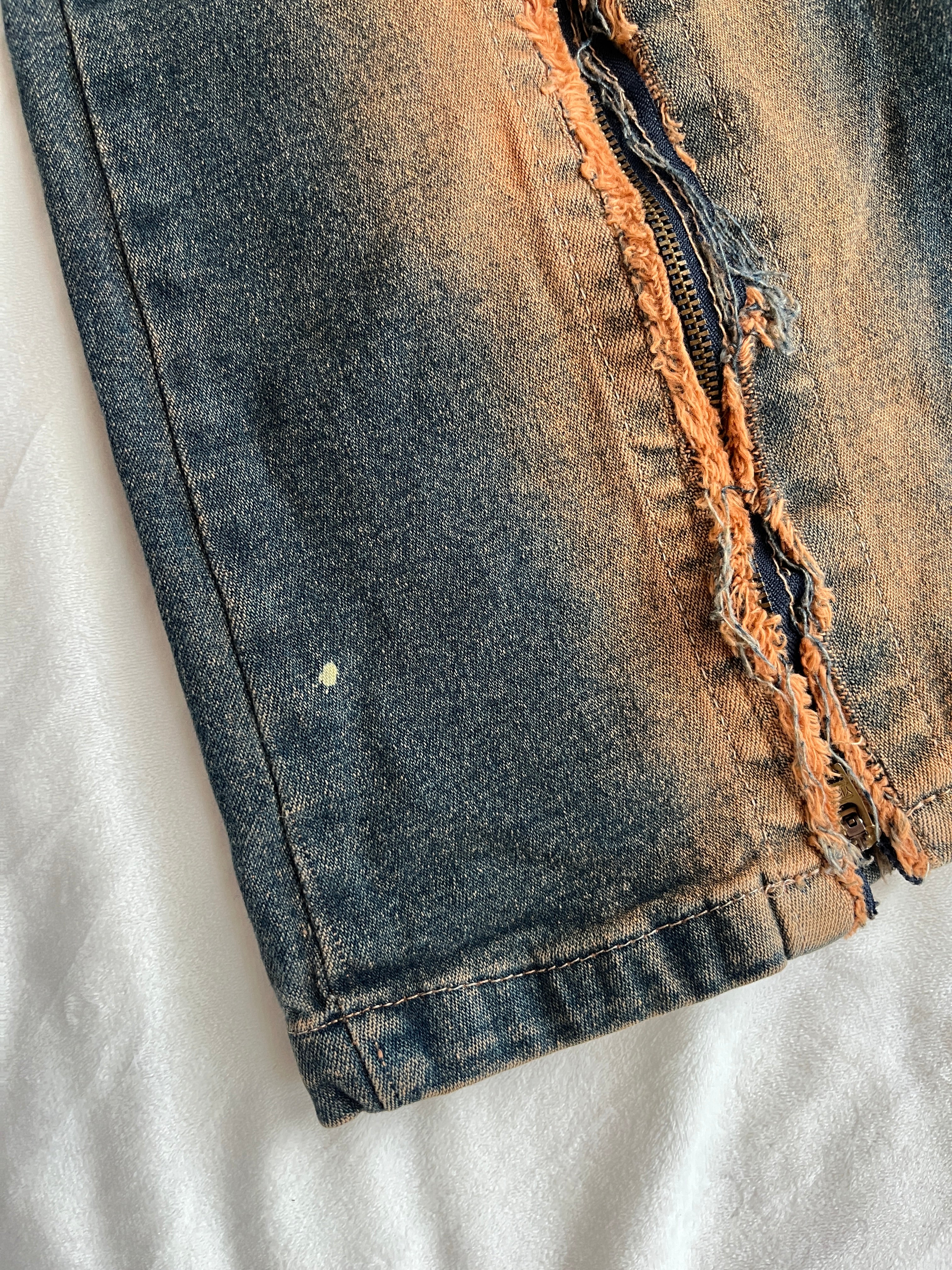 acid wash zipper pants