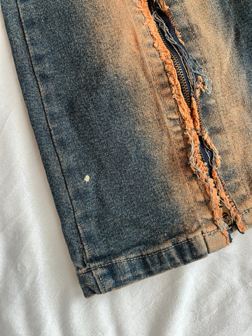 acid wash zipper pants