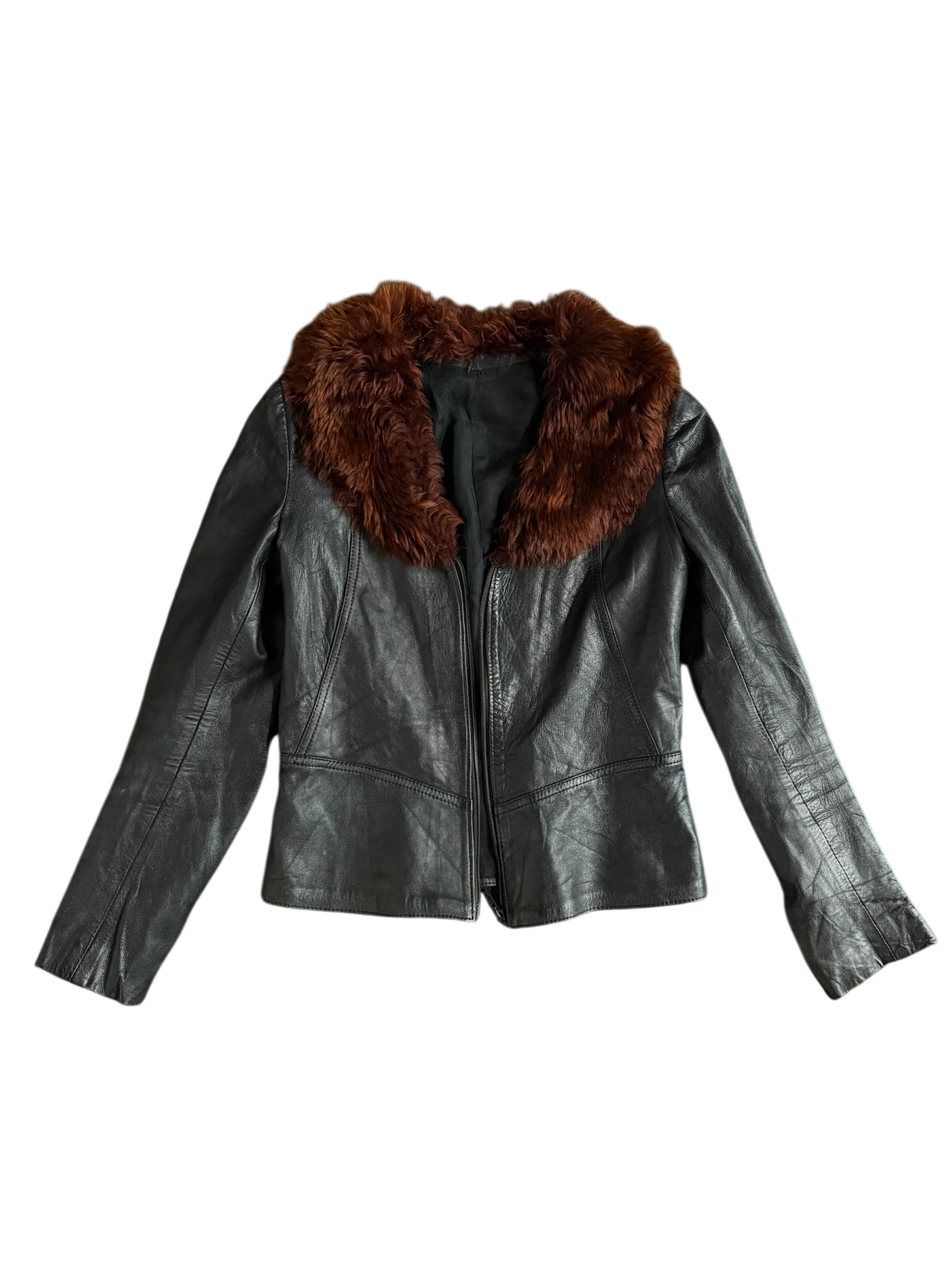 fur collar leather jacket
