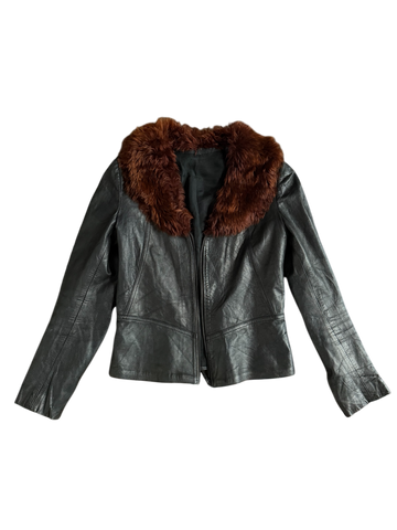 fur collar leather jacket