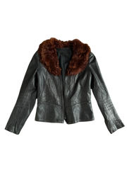 fur collar leather jacket