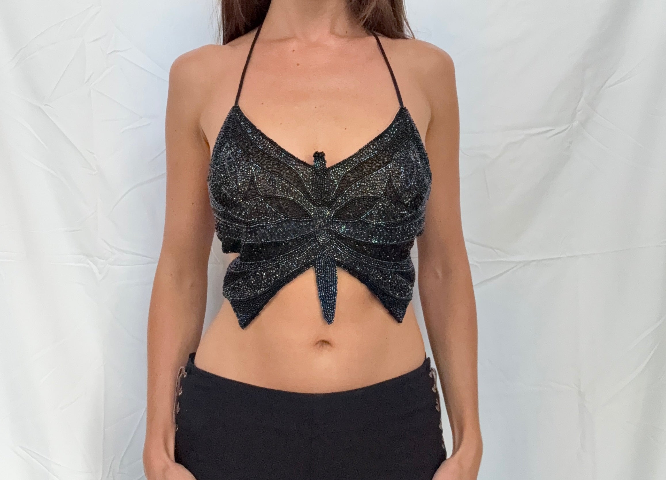 beaded butterfly top