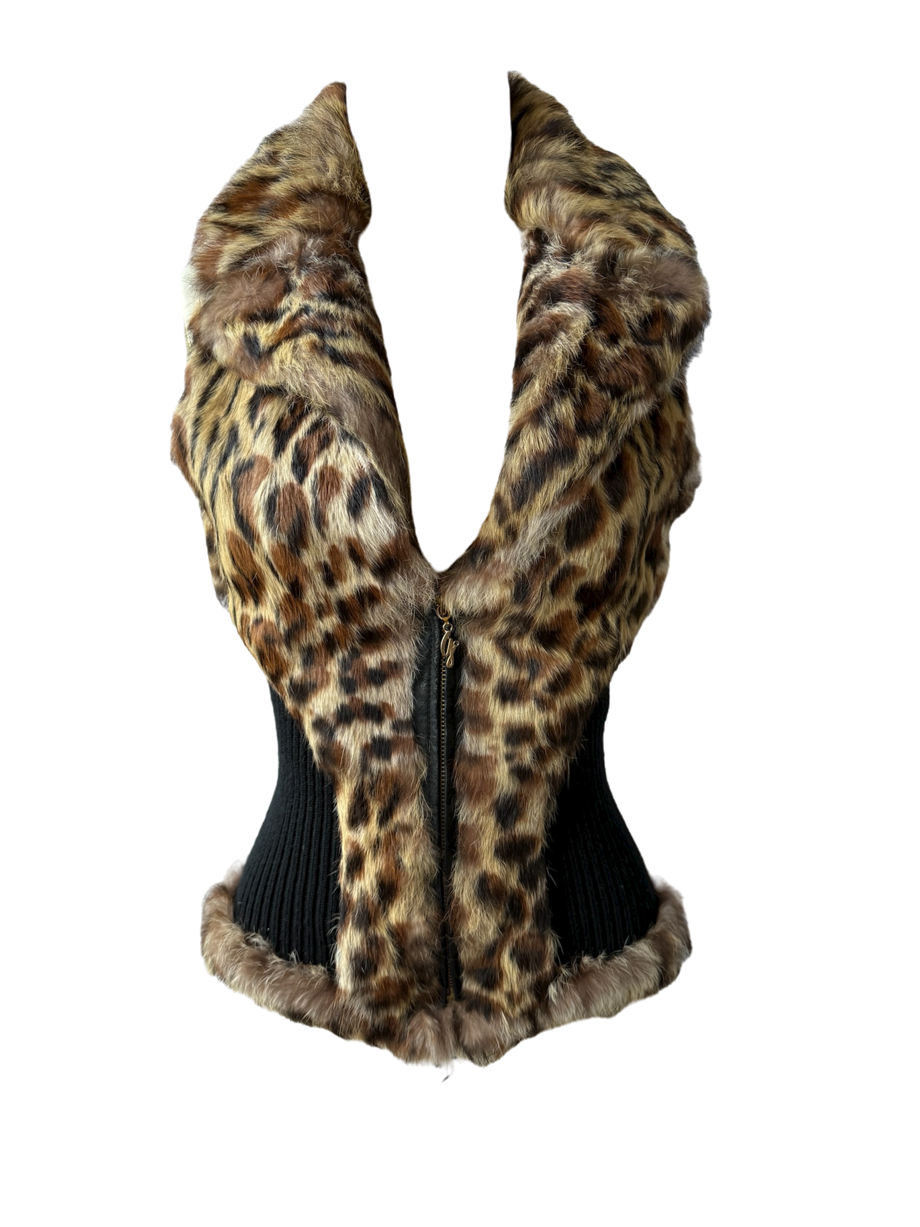 guess rabbit fur vest
