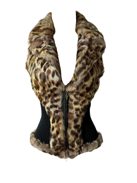 guess rabbit fur vest