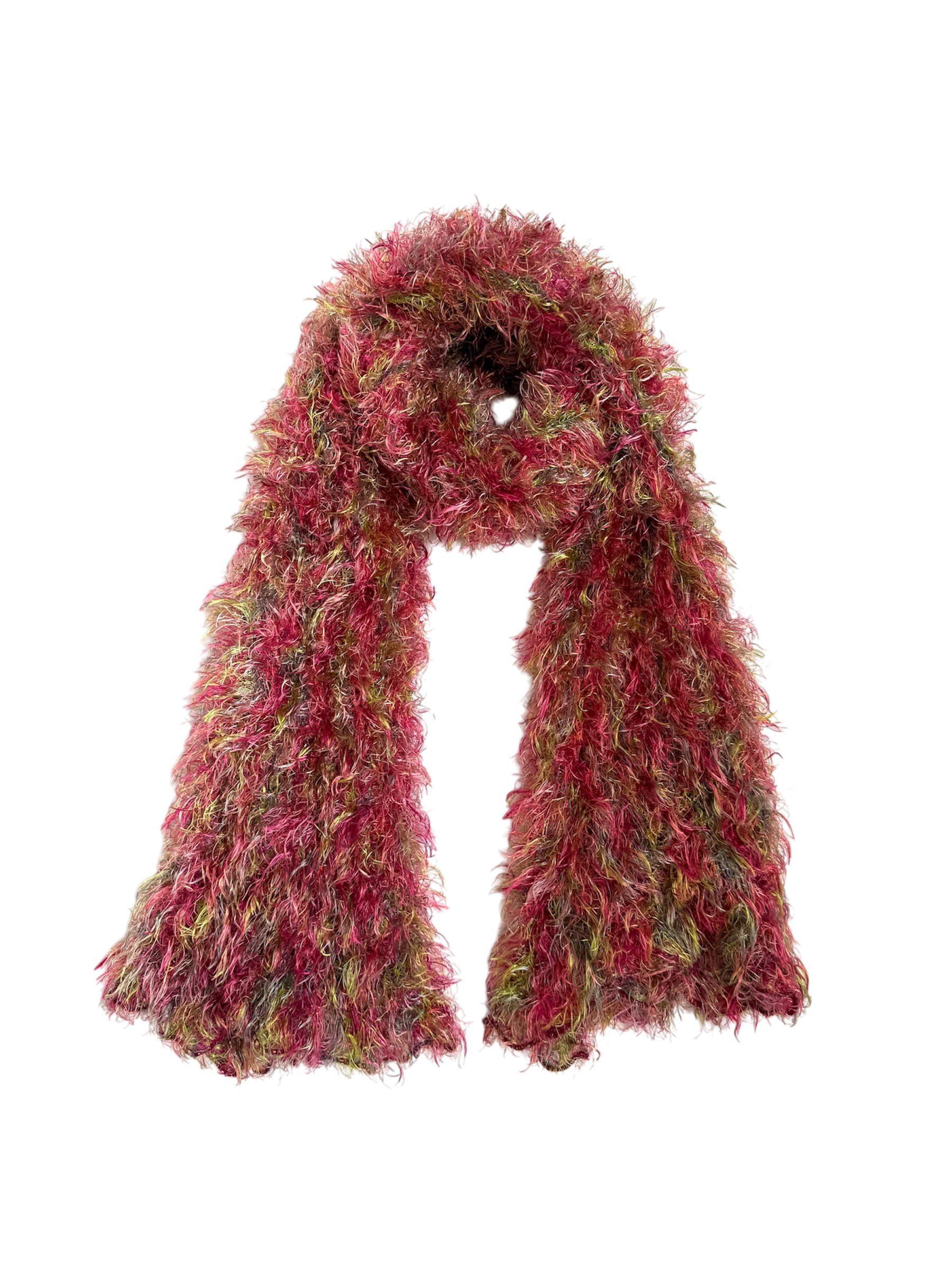 multicolored fuzzy scarf