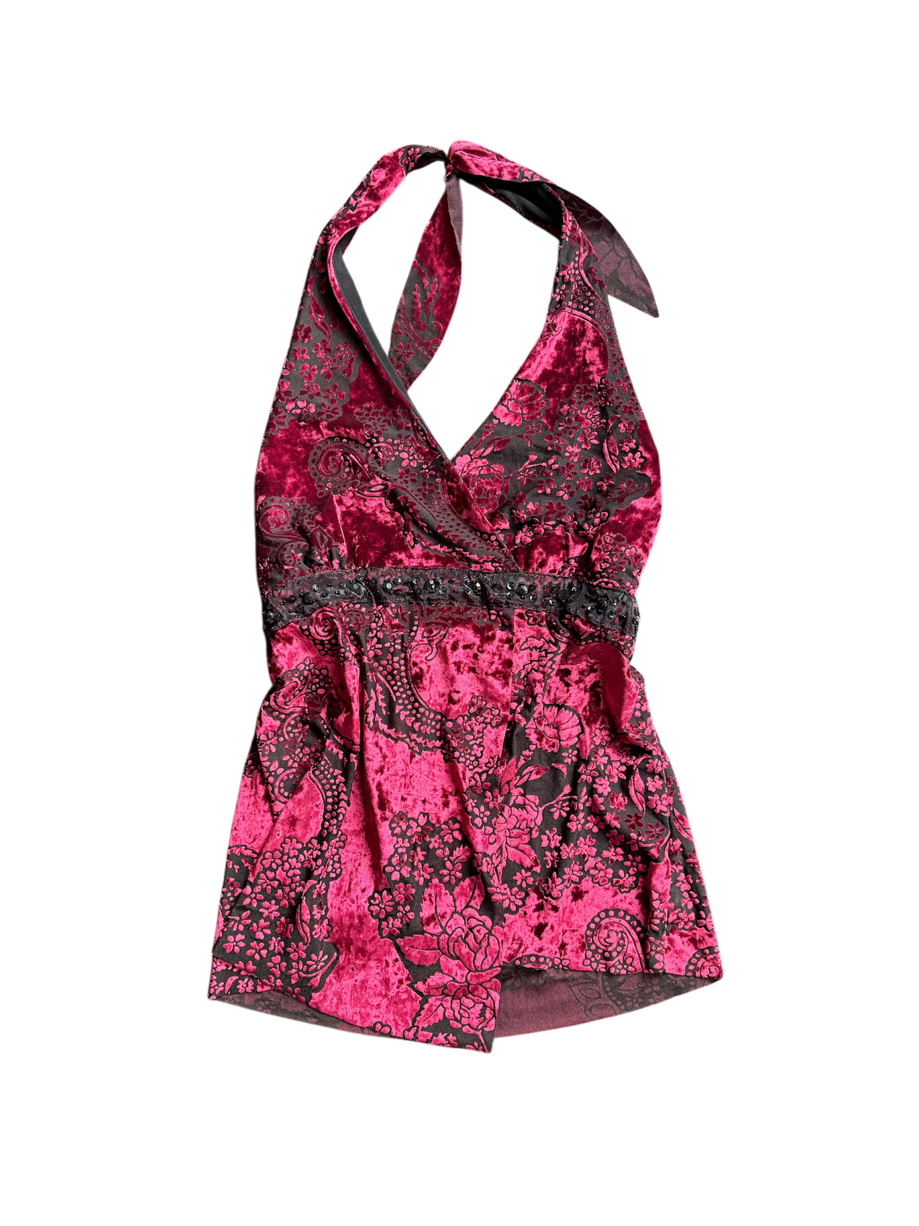 euro velvet beaded halter