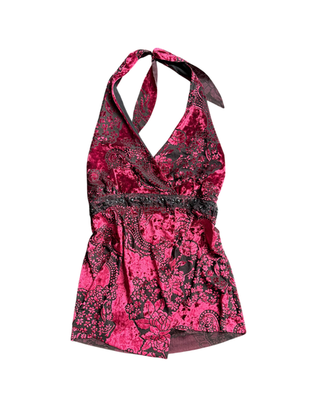 euro velvet beaded halter