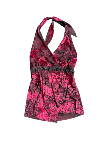 euro velvet beaded halter